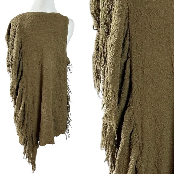 Y2K Free People Subversive Army Green Grunge Tunic Small Forest Fairy Fringe - Picture 7 of 14